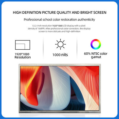 13.3 Inch EDP TFT LCD Display 1920*1080 Pixel 30 Pin Outdoor display brightness screen1000cd/M2